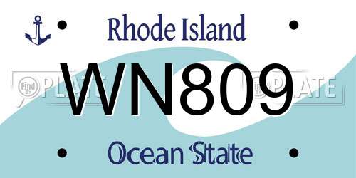 WN809 Rhode Island License Plate