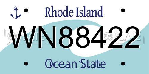 WN88422 Rhode Island License Plate