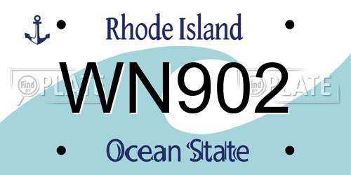 WN902 Rhode Island License Plate