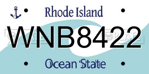 WNB8422 Rhode Island License Plate