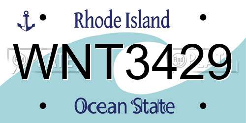 WNT3429 Rhode Island License Plate