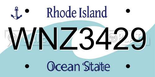 WNZ3429 Rhode Island License Plate