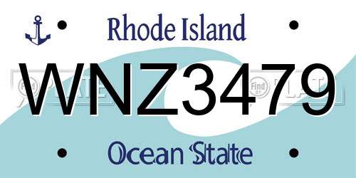 WNZ3479 Rhode Island License Plate