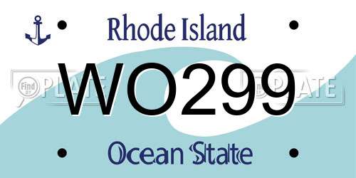 WO299 Rhode Island License Plate
