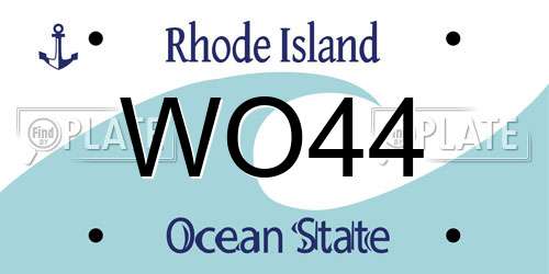 WO44 Rhode Island License Plate