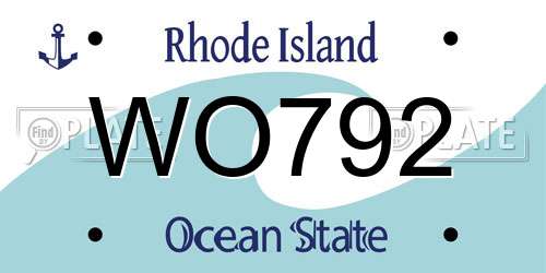 WO792 Rhode Island License Plate