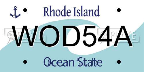 WOD54A Rhode Island License Plate