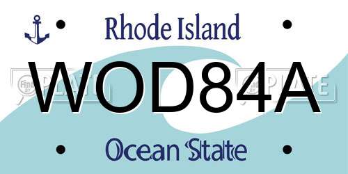 WOD84A Rhode Island License Plate