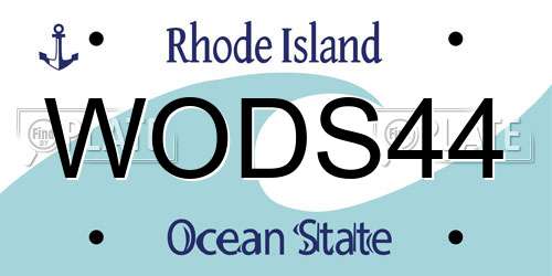 WODS44 Rhode Island License Plate