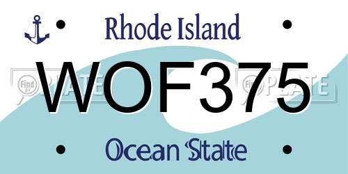 WOF375 Rhode Island License Plate