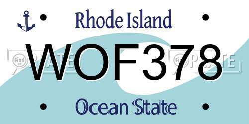 WOF378 Rhode Island License Plate
