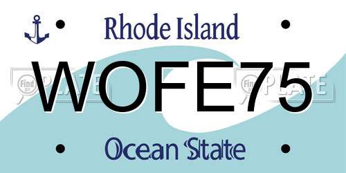WOFE75 Rhode Island License Plate