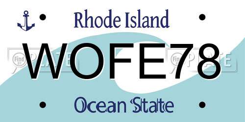 WOFE78 Rhode Island License Plate