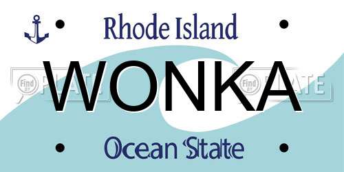 WONKA Rhode Island License Plate