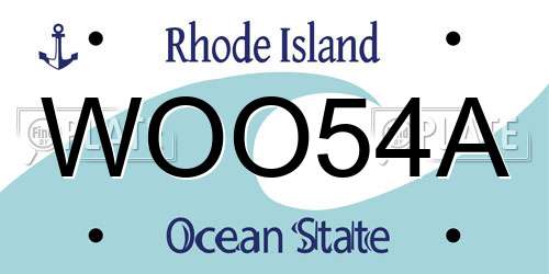 WOO54A Rhode Island License Plate