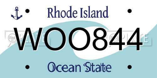 WOO844 Rhode Island License Plate