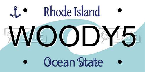 WOODY5 Rhode Island License Plate