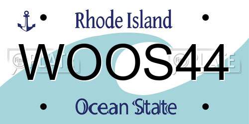 WOOS44 Rhode Island License Plate