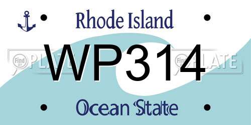 WP314 Rhode Island License Plate