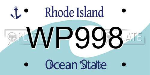WP998 Rhode Island License Plate