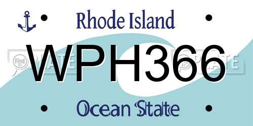 WPH366 Rhode Island License Plate