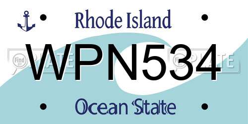 WPN534 Rhode Island License Plate