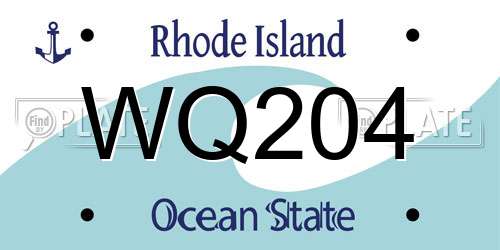 WQ204 Rhode Island License Plate