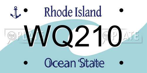 WQ210 Rhode Island License Plate