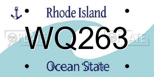 WQ263 Rhode Island License Plate
