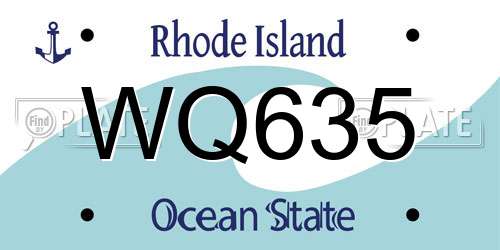 WQ635 Rhode Island License Plate