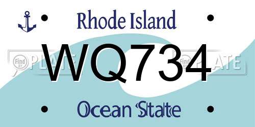 WQ734 Rhode Island License Plate