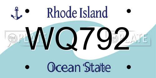 WQ792 Rhode Island License Plate