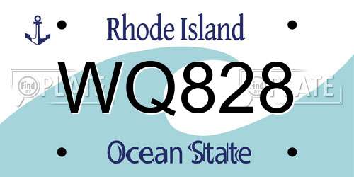 WQ828 Rhode Island License Plate