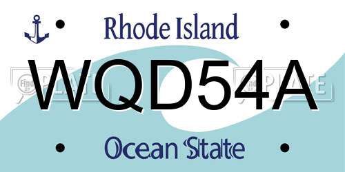 WQD54A Rhode Island License Plate