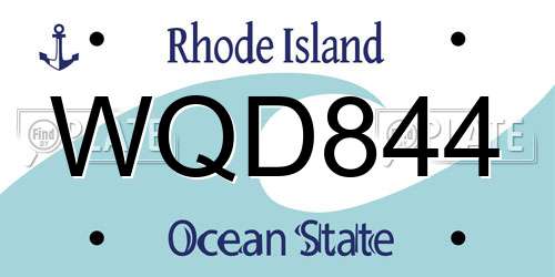 WQD844 Rhode Island License Plate