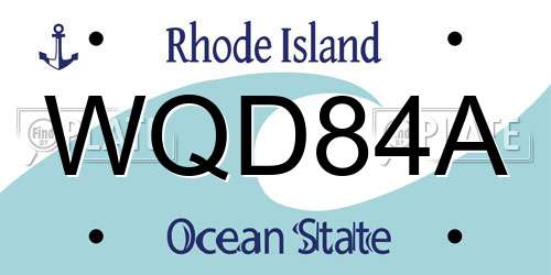 WQD84A Rhode Island License Plate