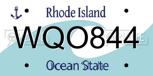 WQO844 Rhode Island License Plate