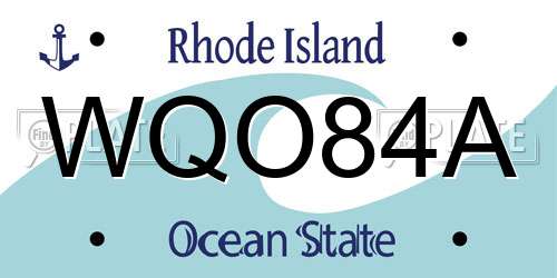 WQO84A Rhode Island License Plate