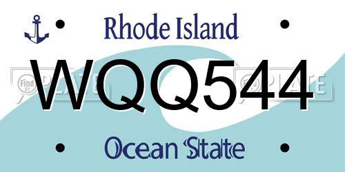 WQQ544 Rhode Island License Plate