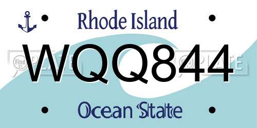 WQQ844 Rhode Island License Plate