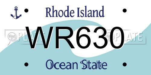 WR630 Rhode Island License Plate