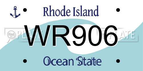 WR906 Rhode Island License Plate