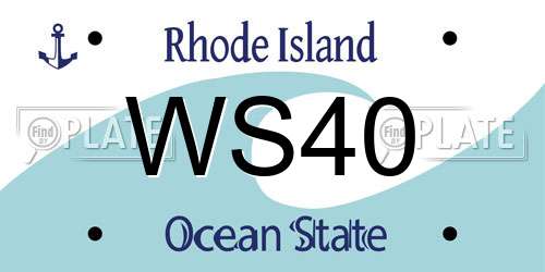 WS40 Rhode Island License Plate