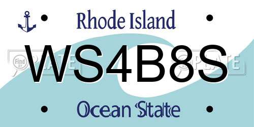 WS4B8S Rhode Island License Plate