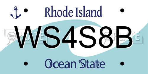 WS4S8B Rhode Island License Plate