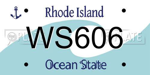 WS606 Rhode Island License Plate