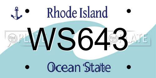 WS643 Rhode Island License Plate