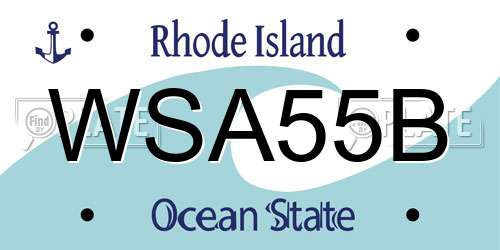 WSA55B Rhode Island License Plate