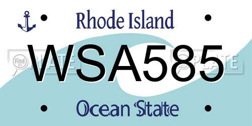 WSA585 Rhode Island License Plate