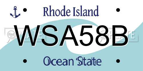 WSA58B Rhode Island License Plate